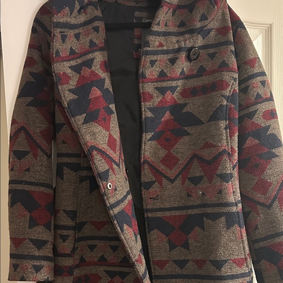 Geometric Patterned Hooded Coat - Picture 5 of 6